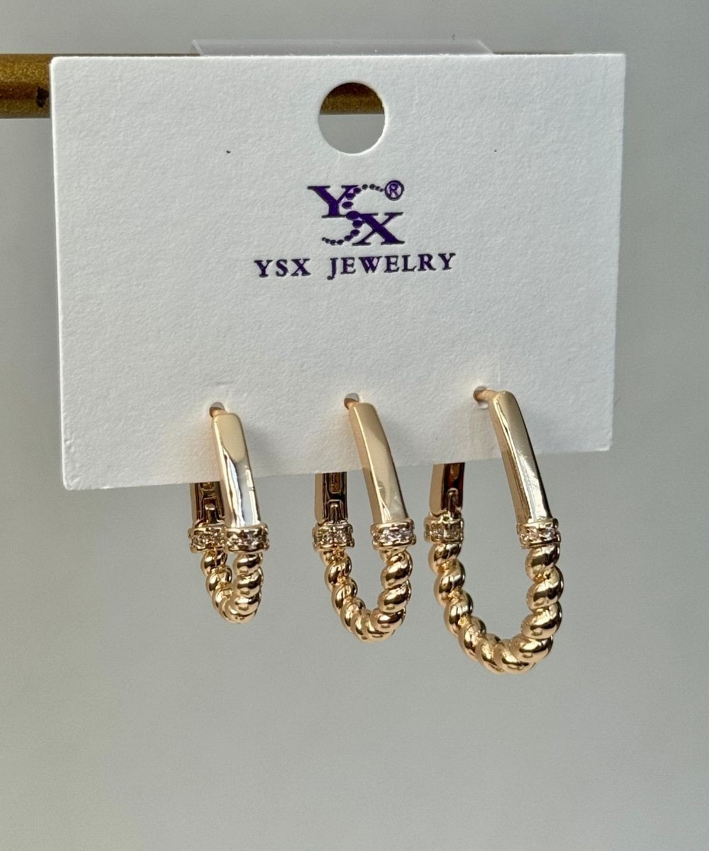 Ysx Halka Topçuk 3'Lü Küpe