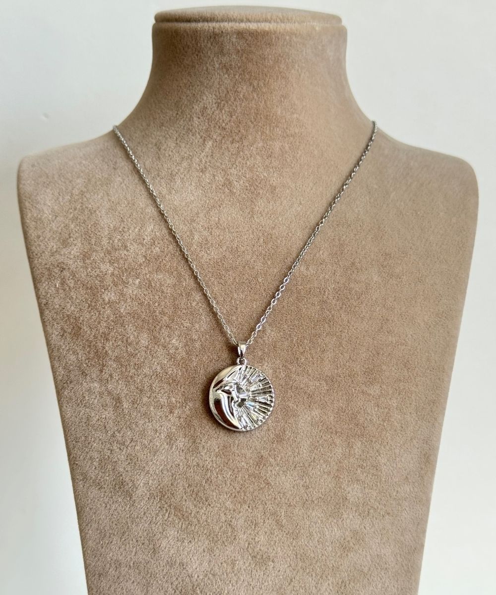 Çelik Anka Madalyon Silver Kolye