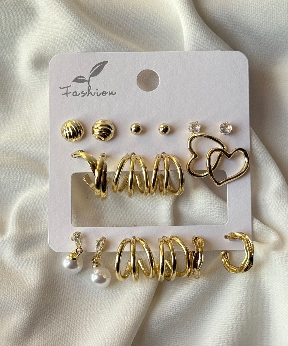 Bijuteri 16'Lı İnci Kalp Küpe