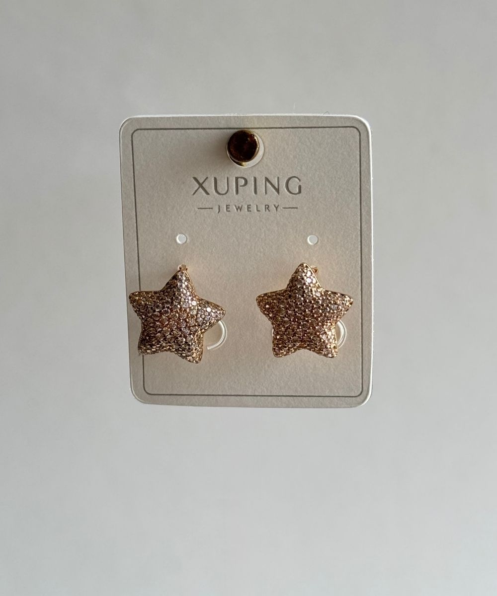 Xuping Tam Taşlı Yıldız Küpe