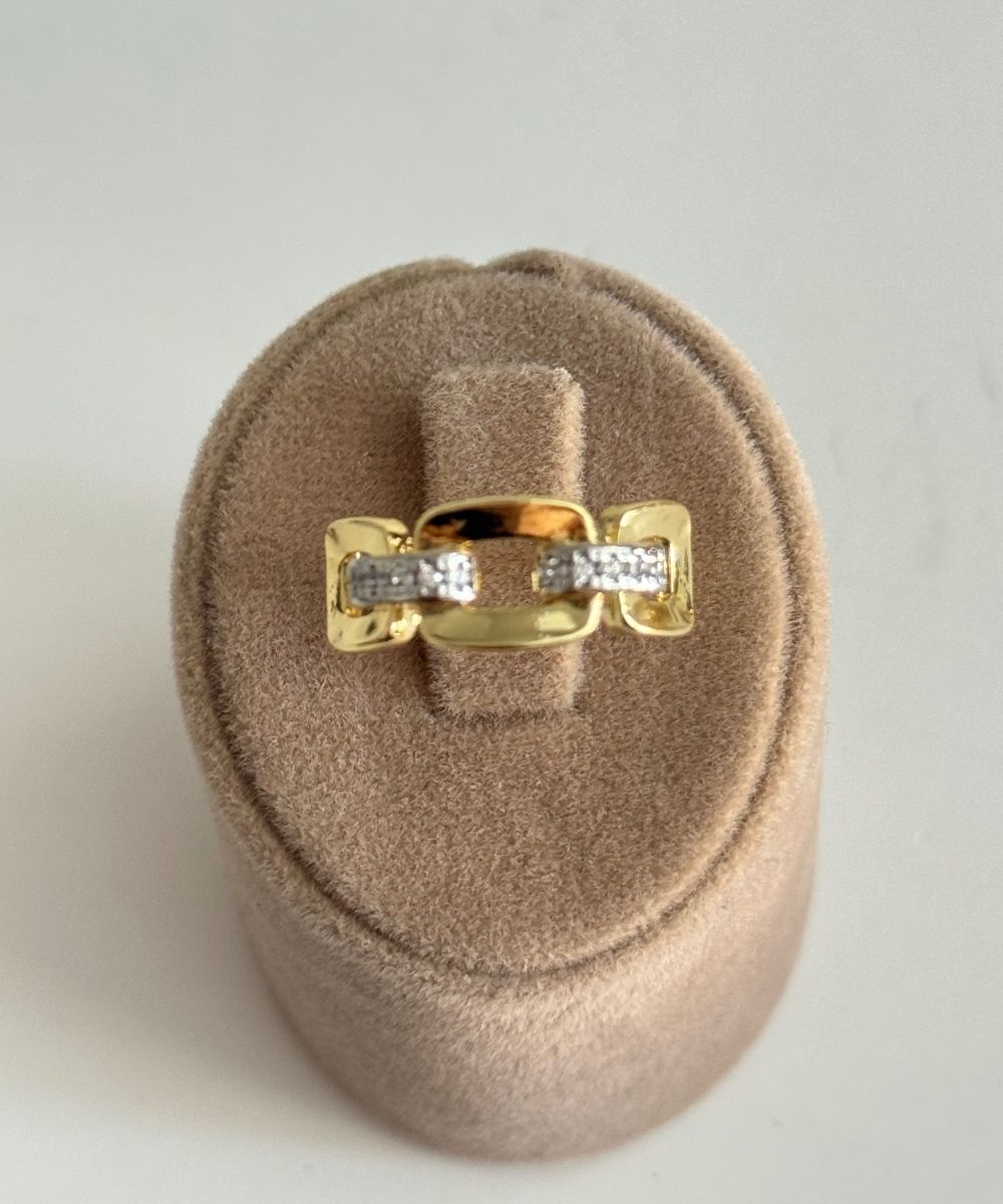 Pirinç Gold Kemer Taşlı Ayarlamalı Yüzük