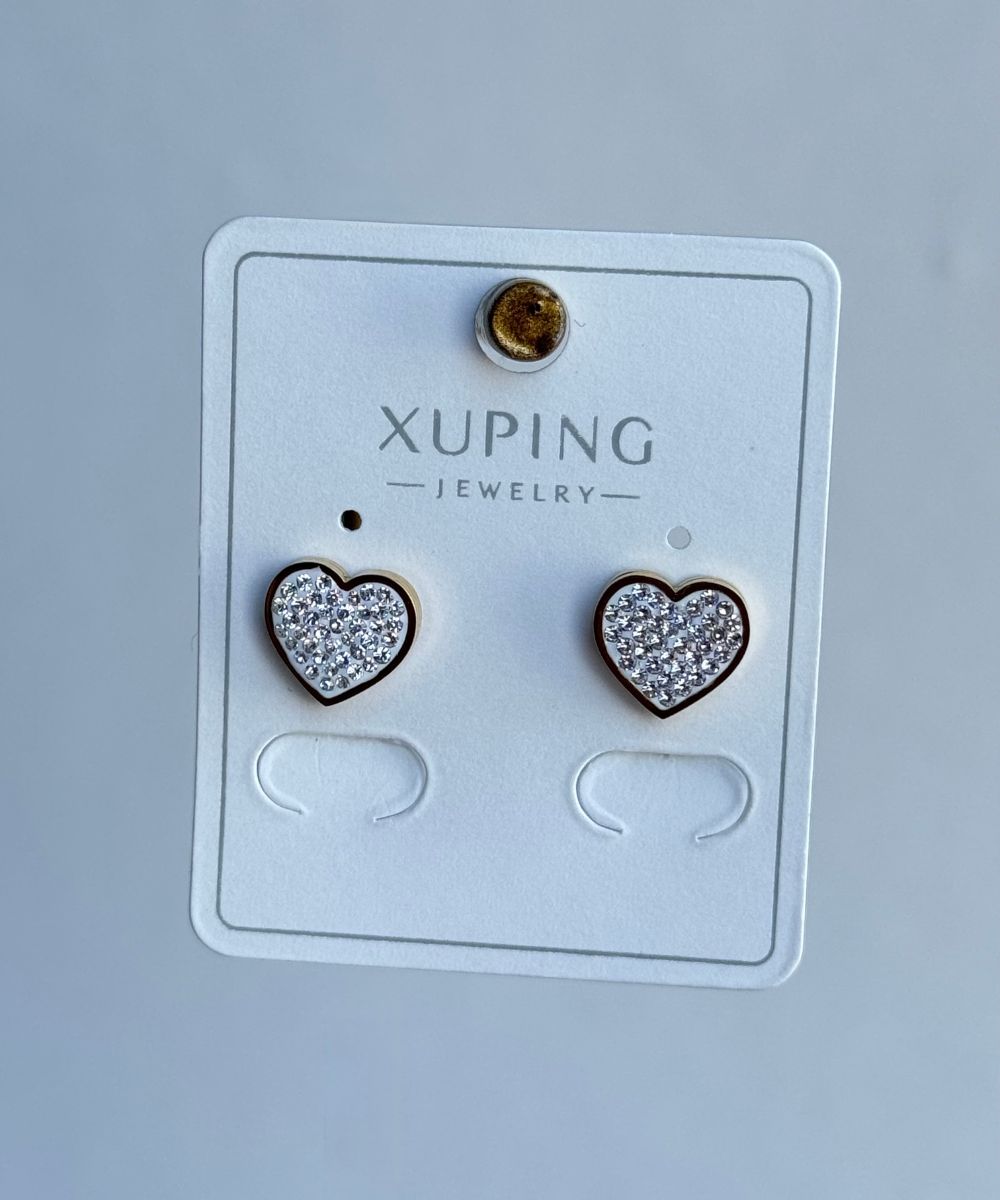Xuping Sade Taşlı Kalp Küpe
