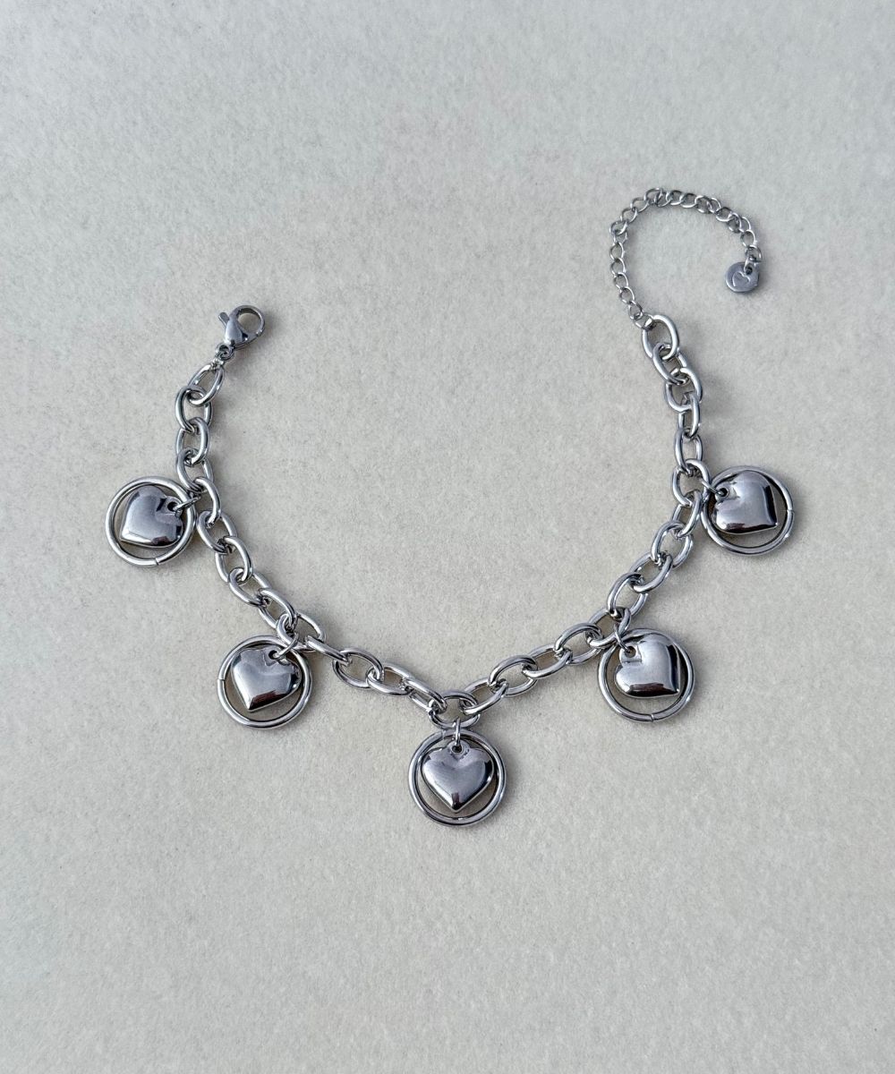 Çelik Halka Kalp Silver Bileklik