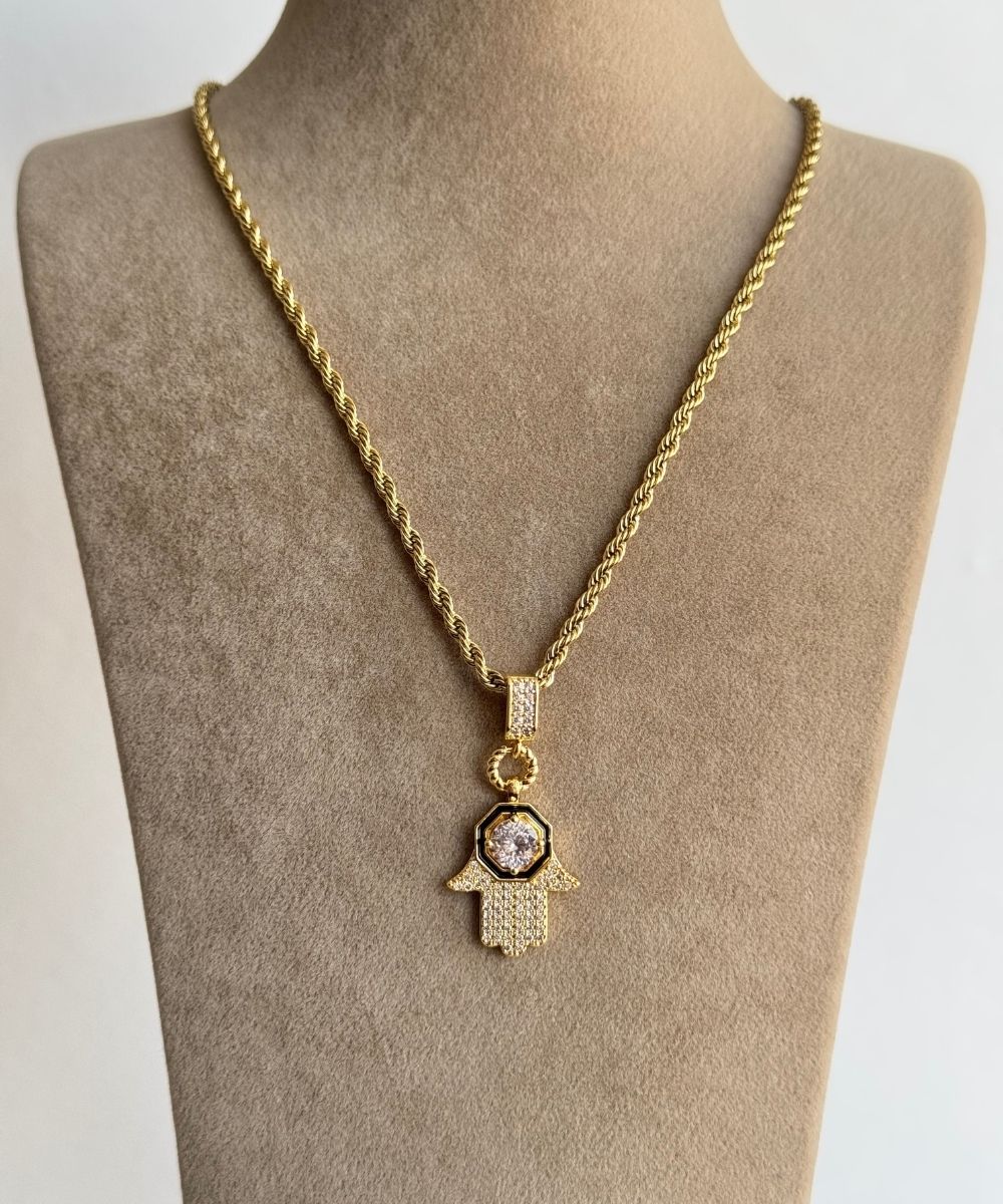 Çelik  Burgu Fatma Ana Eli  Kolye