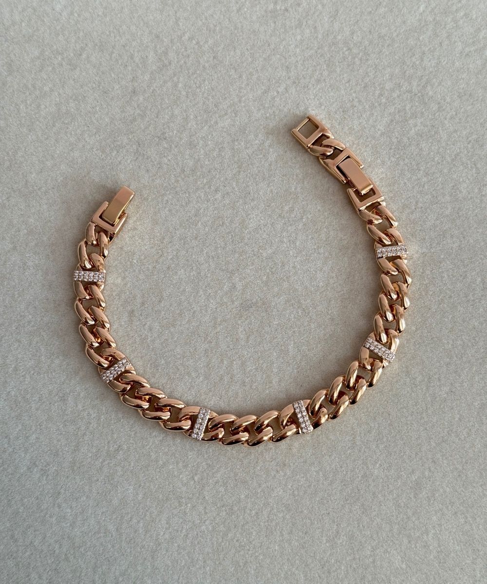 Xuping Kalın Zincir Çizgi Taşlı Bileklik