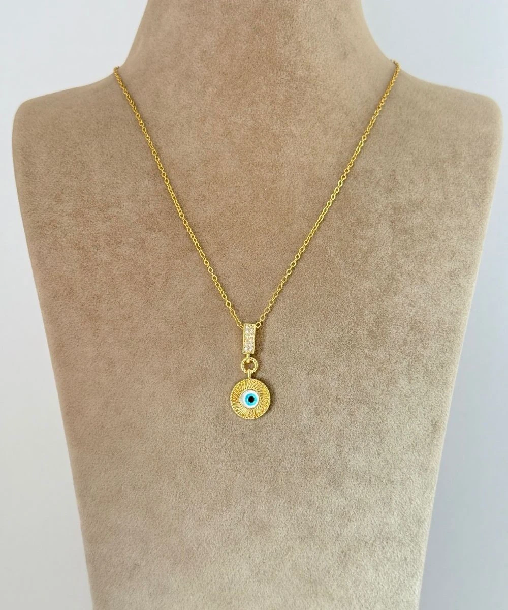 Çelik  Taşlı Nazar Göz Kolye