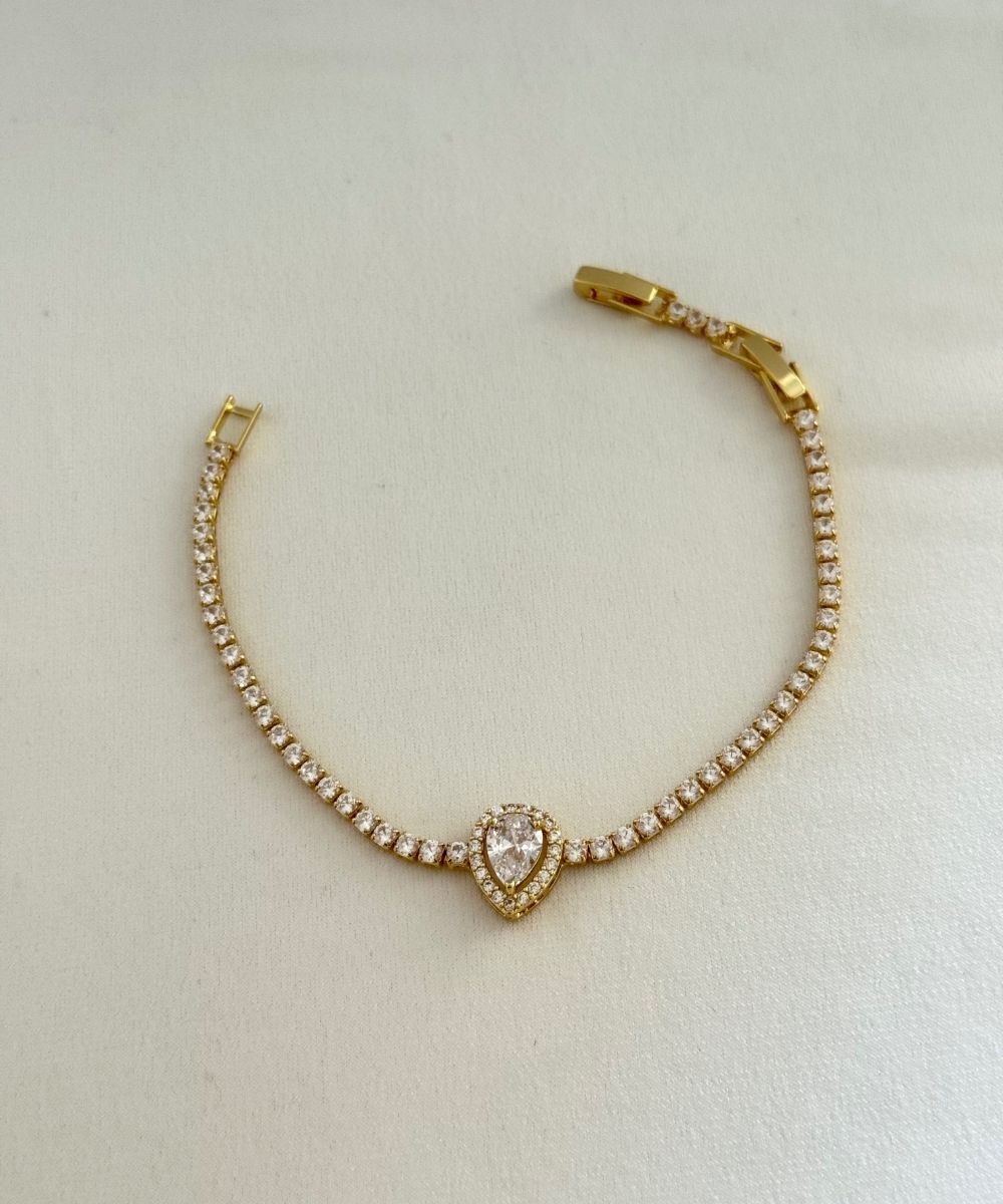 Çelik İnce Suyolu Damla Gold Bileklik