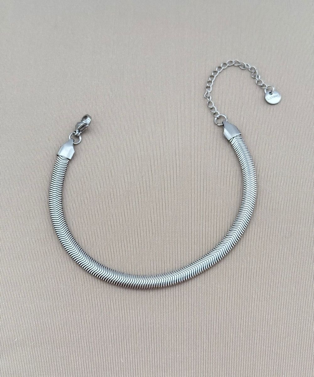 Çelik İtalyan Tırtıklı Zincir Silver Bileklik