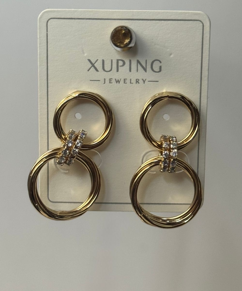 Xuping Kıvrım Çift Halkalı Küpe