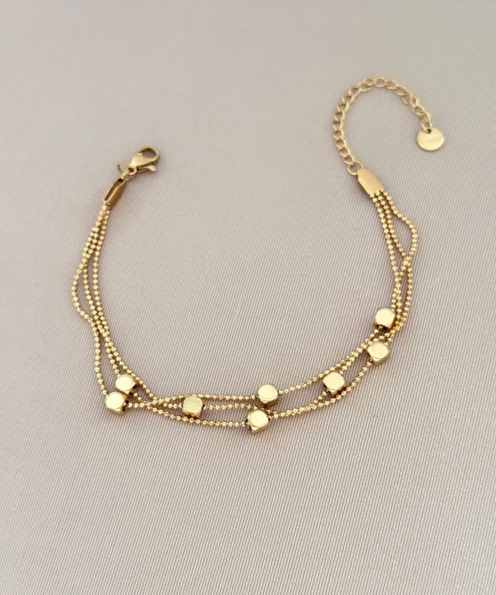 Çelik 3'Lü Minimal Kare  Bileklik