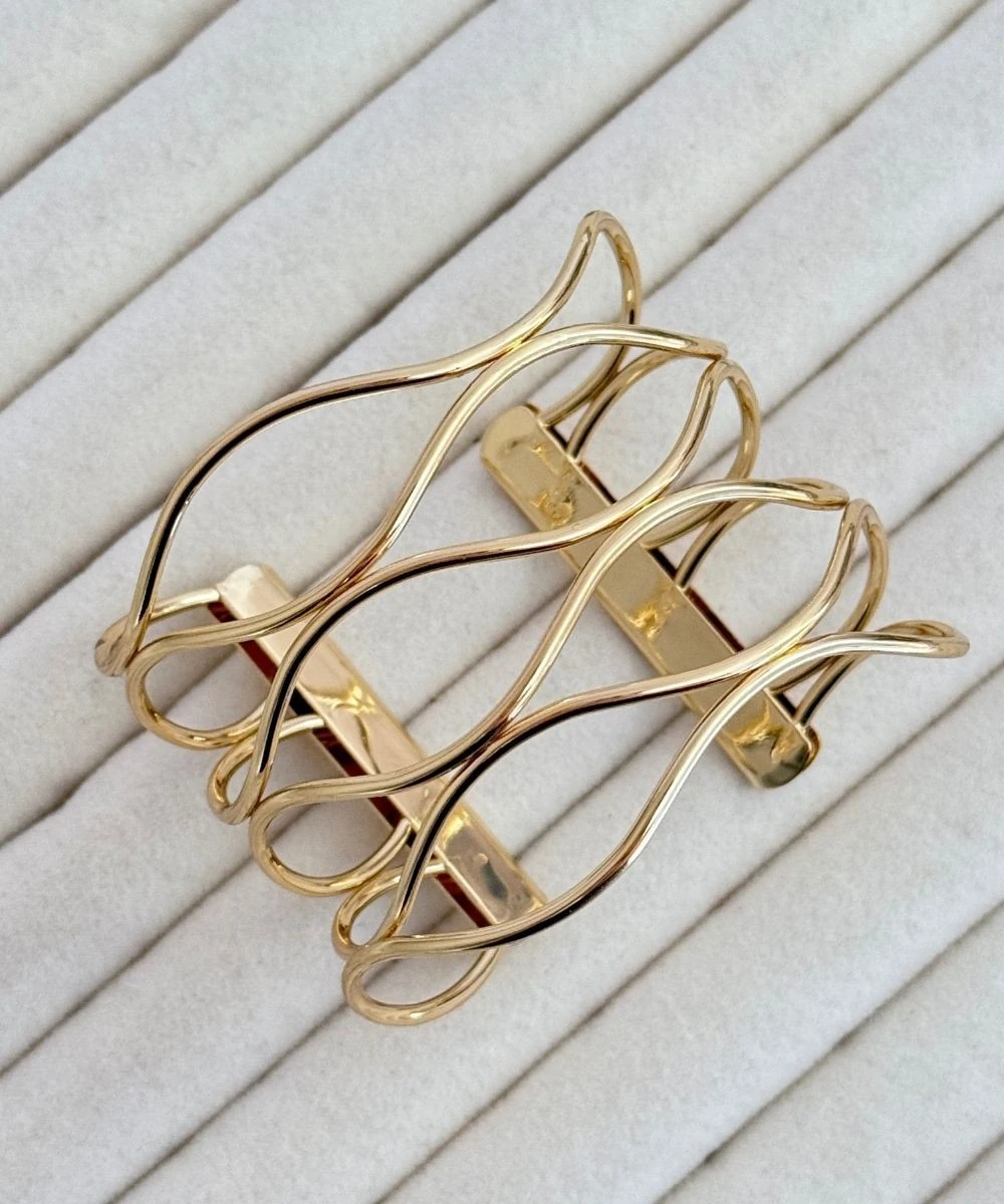 Çelik Oval Desenli Gold Kelepçe