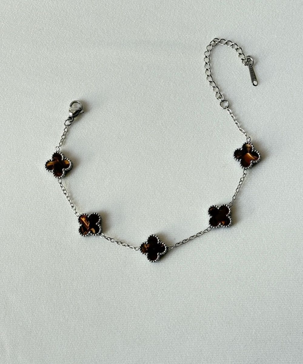 Çelik Kehribar Küçük Yonca Bileklik