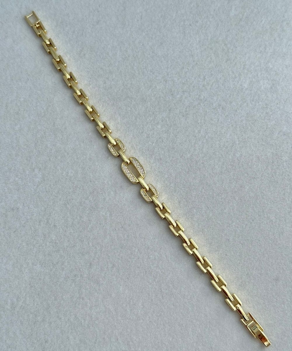 Zirkon Üç Halka Gold Bileklik