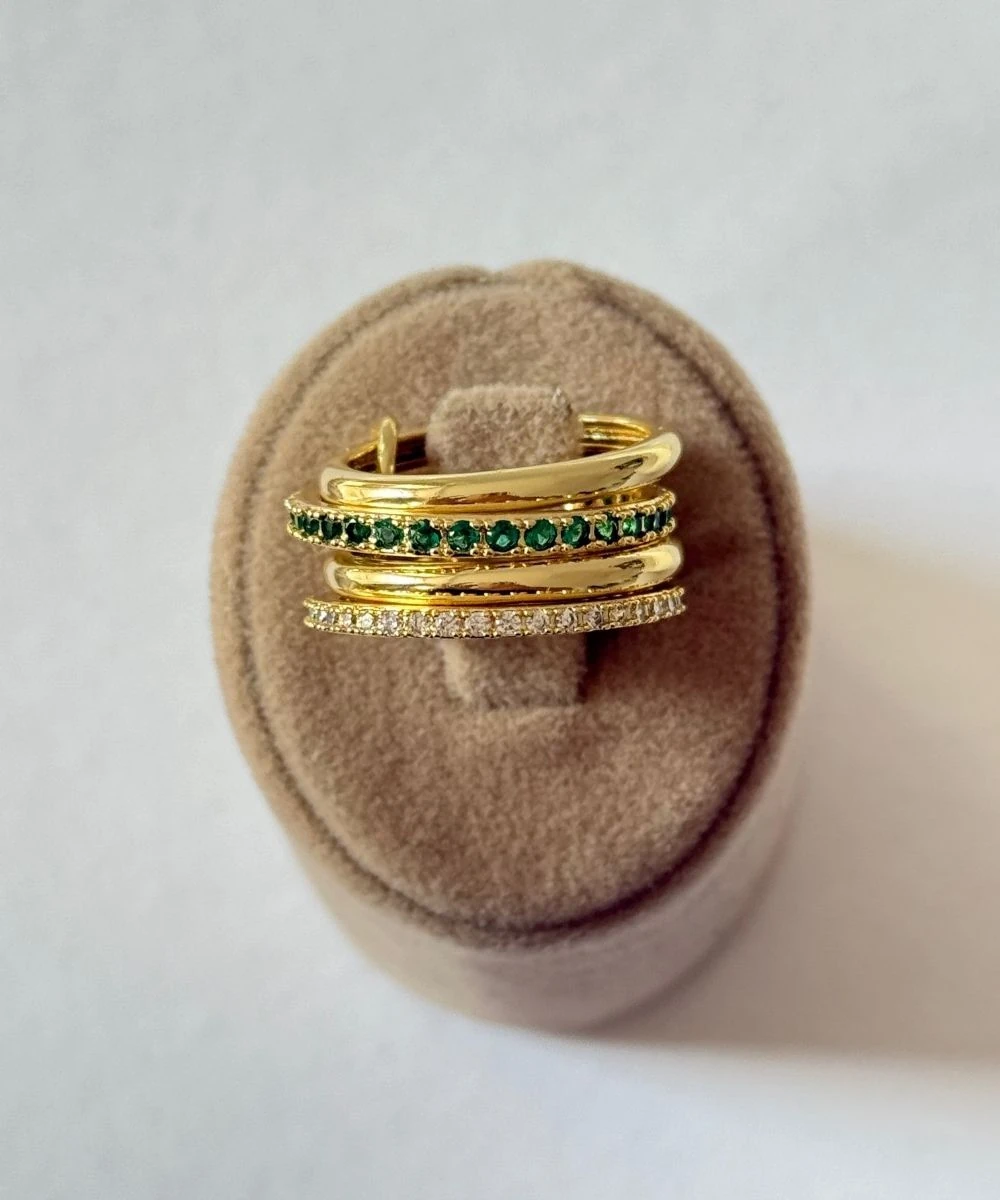 Xuping 4'Lü Yeşil Taşlı Numaralı Yüzük