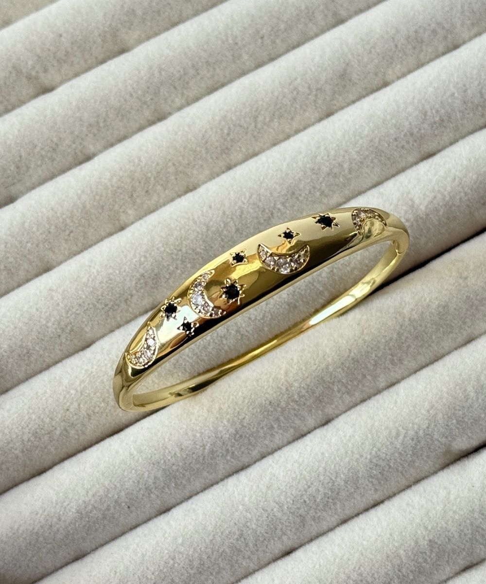 Çelik Siyah Taşlı Galaksi Kelepçe