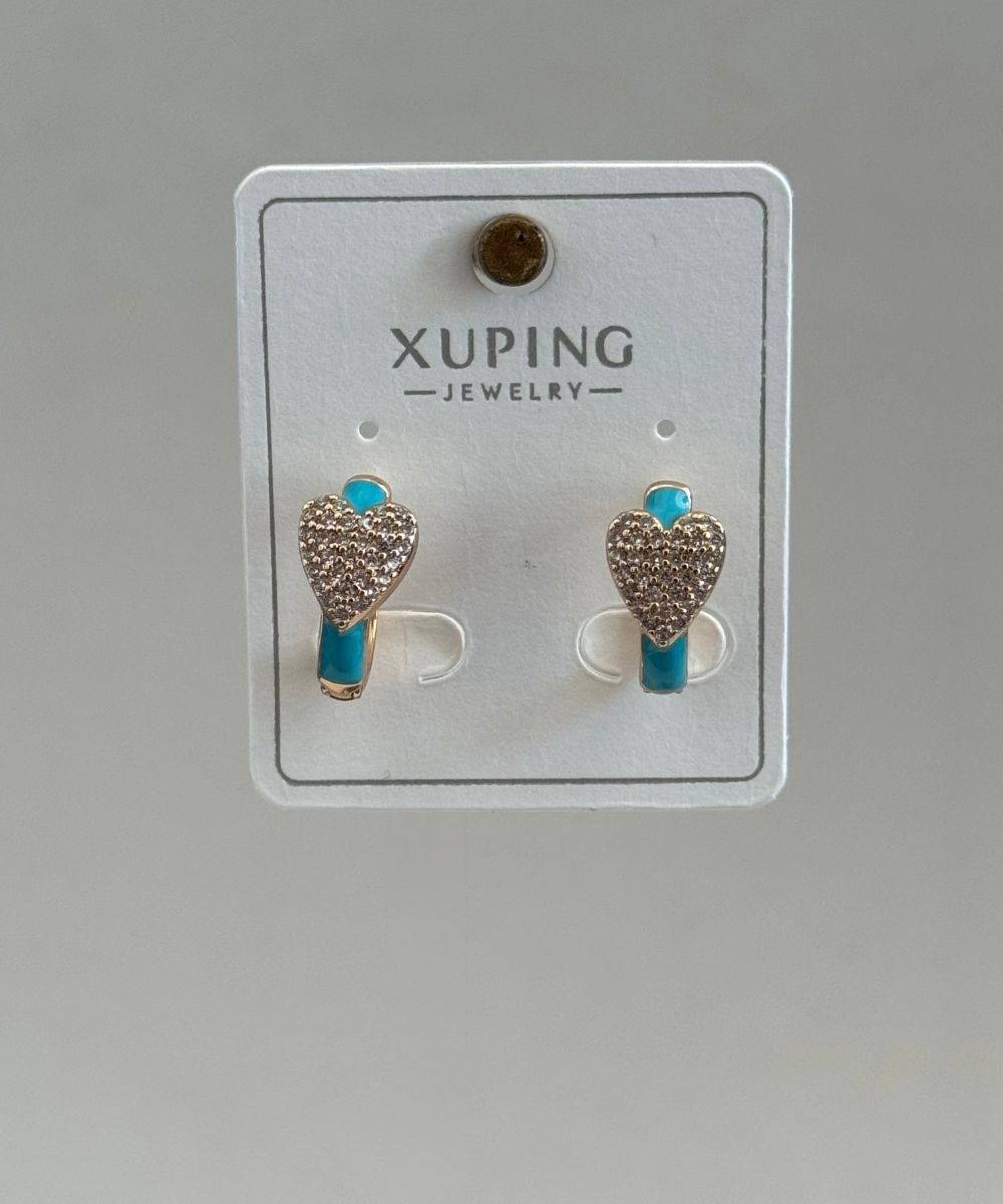 Xuping Taşlı Kalp Mavi Küpe