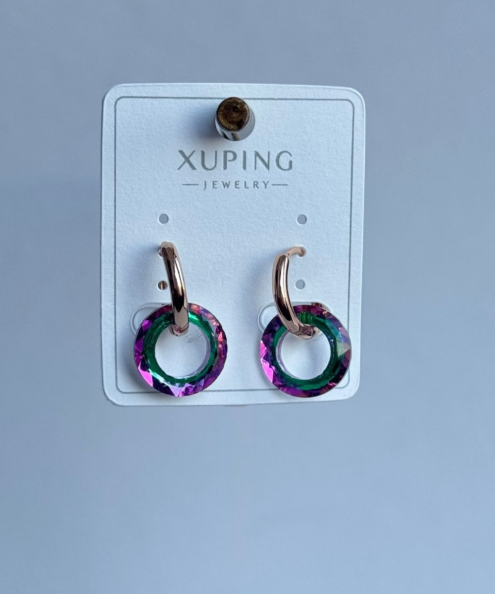 Xuping Moşe Mor Zümrüt Küpe