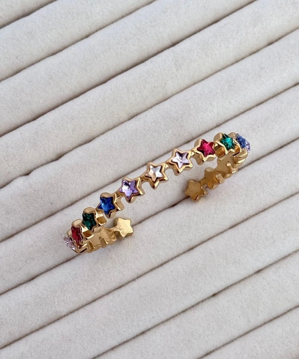 Çelik Renkli Taşlı Yıldız Kelepçe