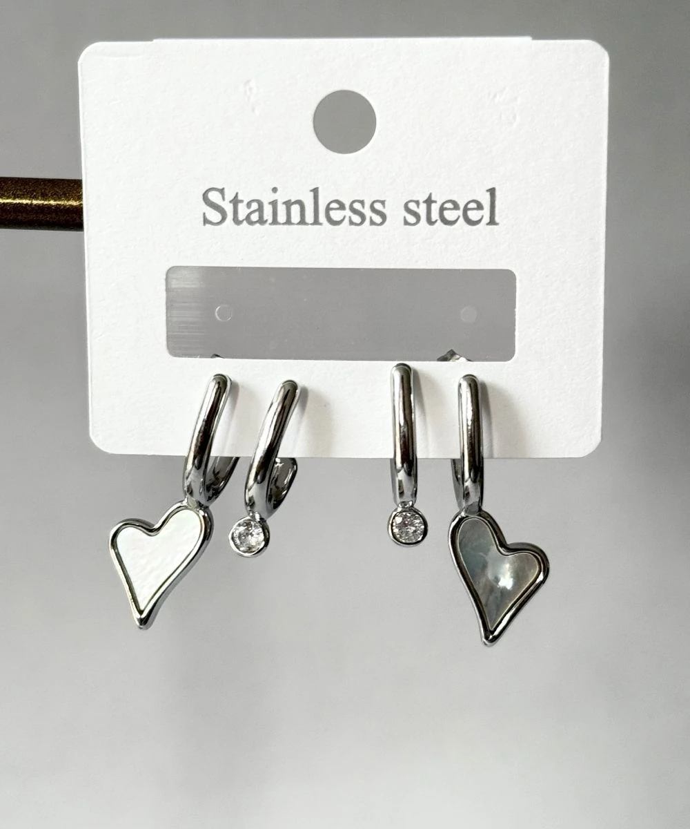 Çelik Sedef Sarmal Kalp Gold Küpe