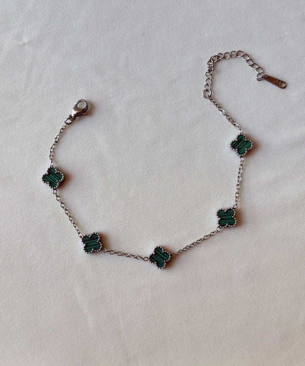 Çelik Yeşil Küçük Yonca Bileklik