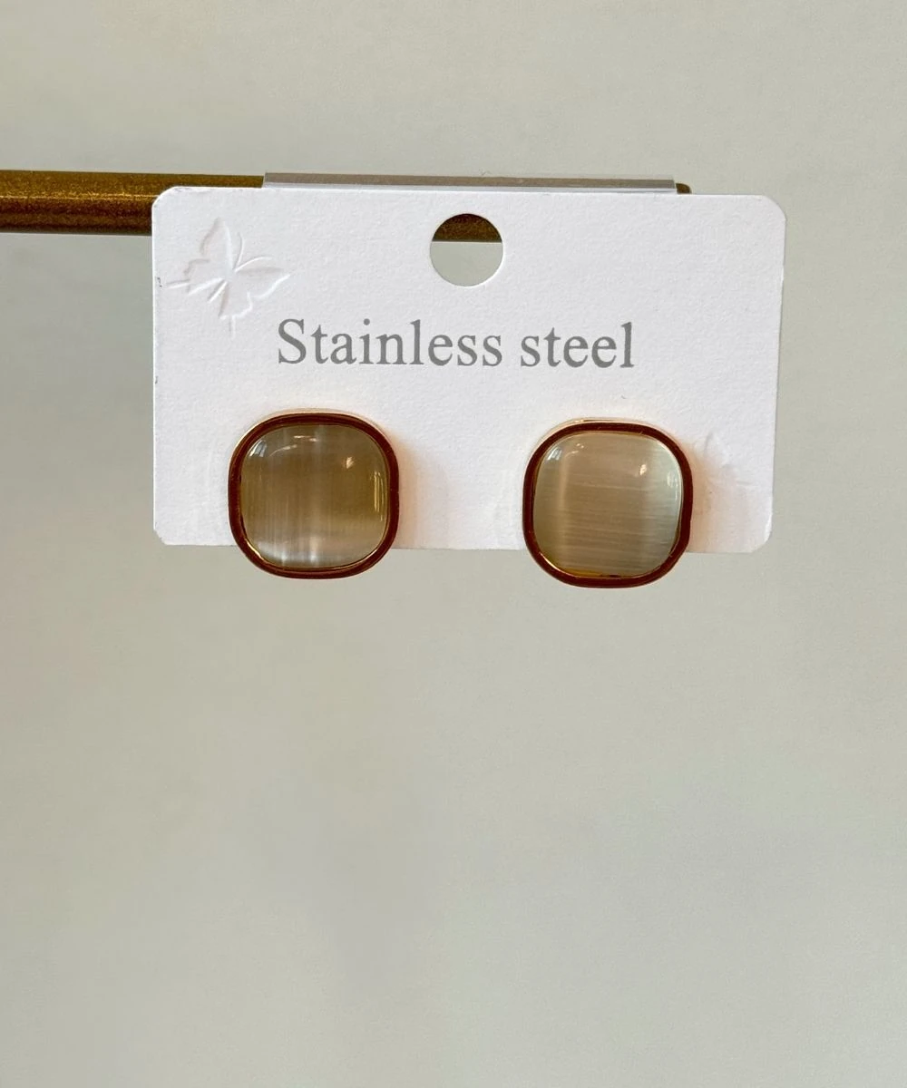 Çelik Kare Sedef Küpe