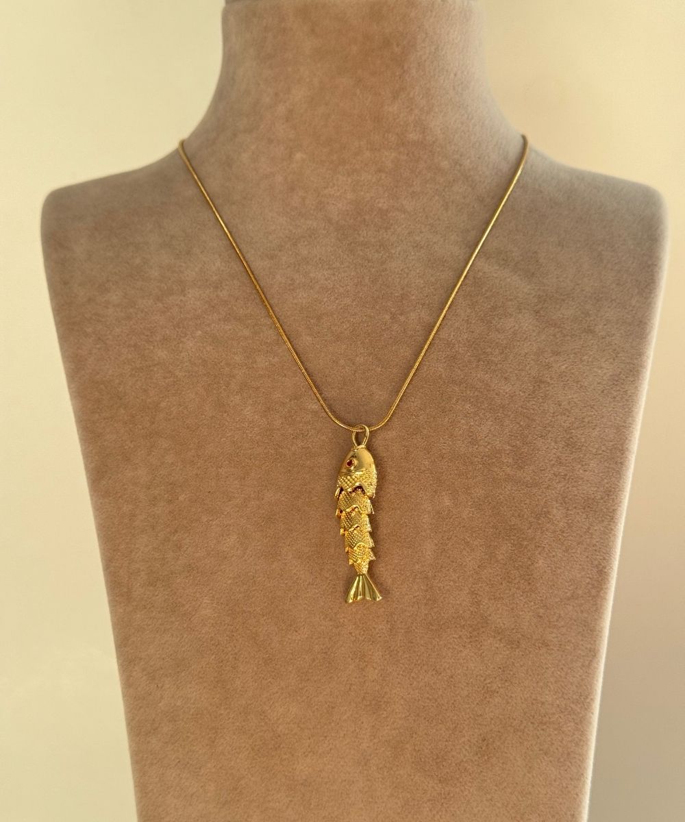Çelik Balık Gold Kolye