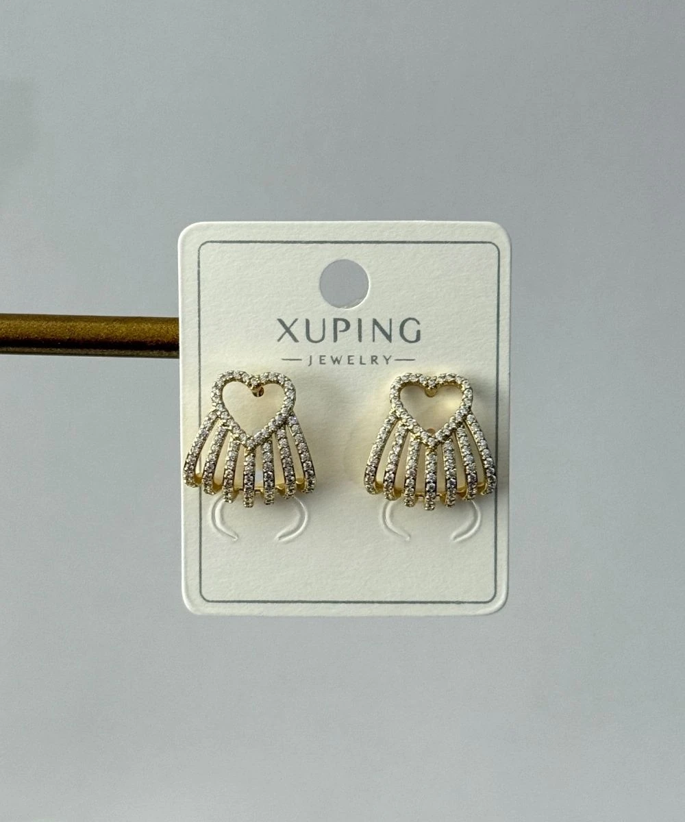 Xuping 2'Li Taşlı Damlayan Kalp Küpe