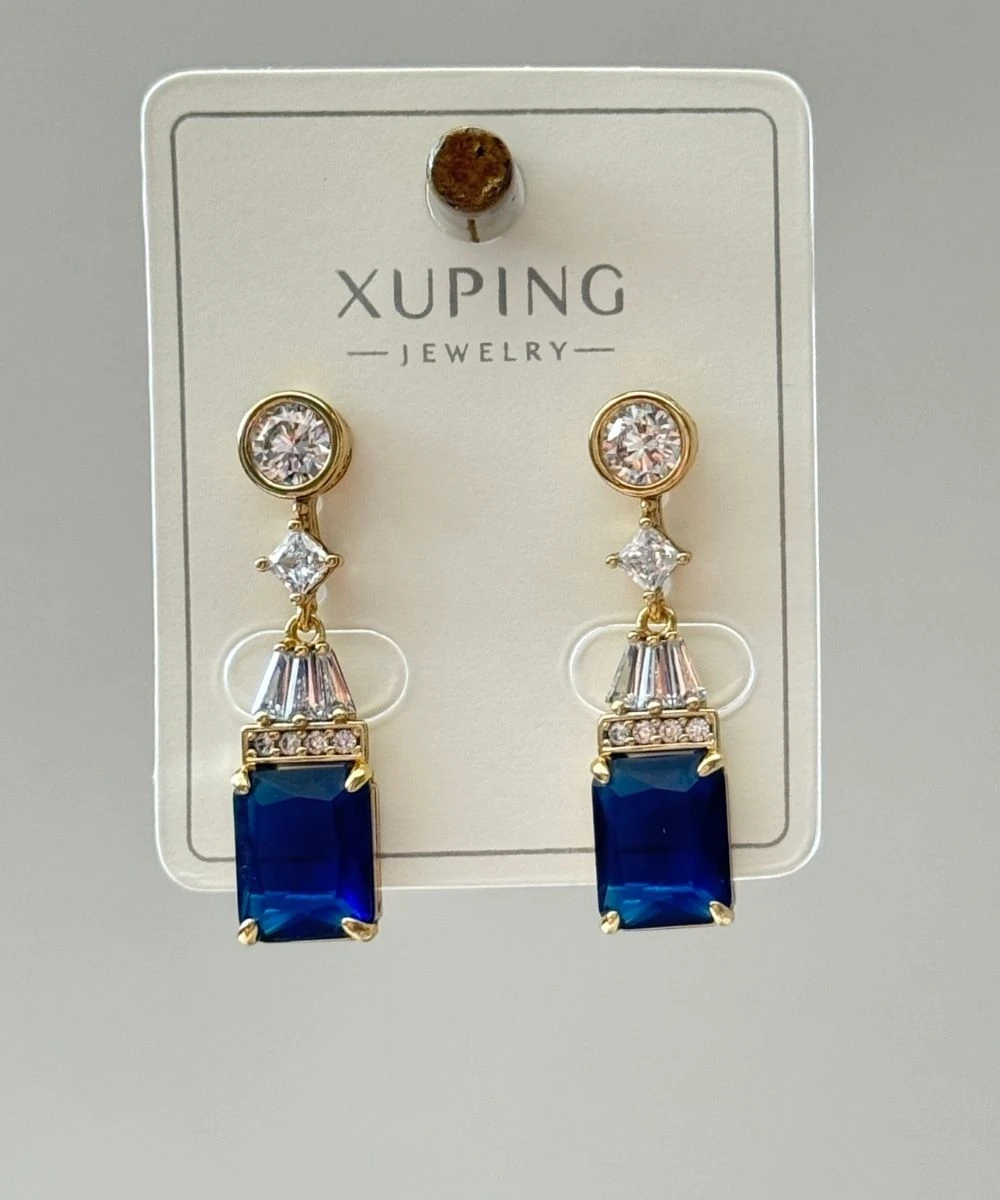 Xuping Belkıs Lacivert Küpe