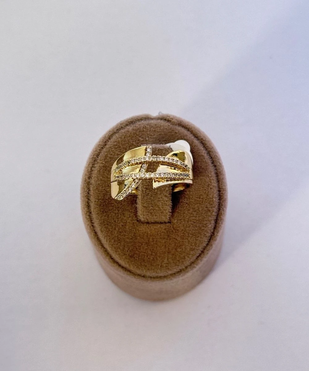 Xuping 2'Li Taşlı Yaprak Desenli Numaralı Yüzük