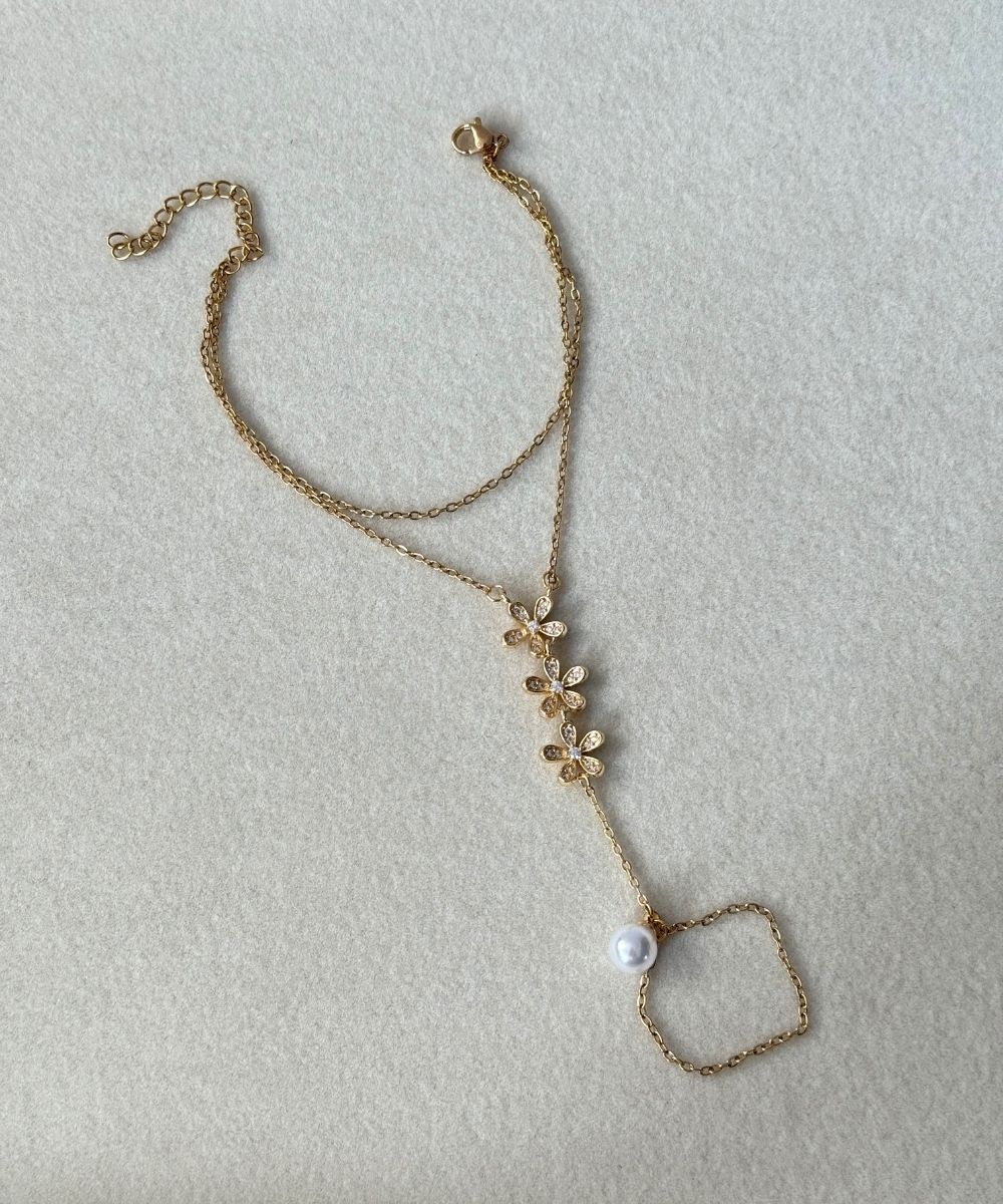 Çelik 3´Lü Taşlı Papatya Gold Şahmeran