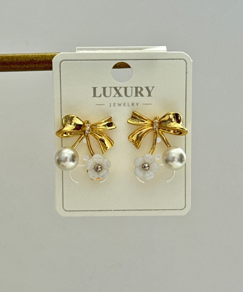 Luxury İncili Kurdele Küpe