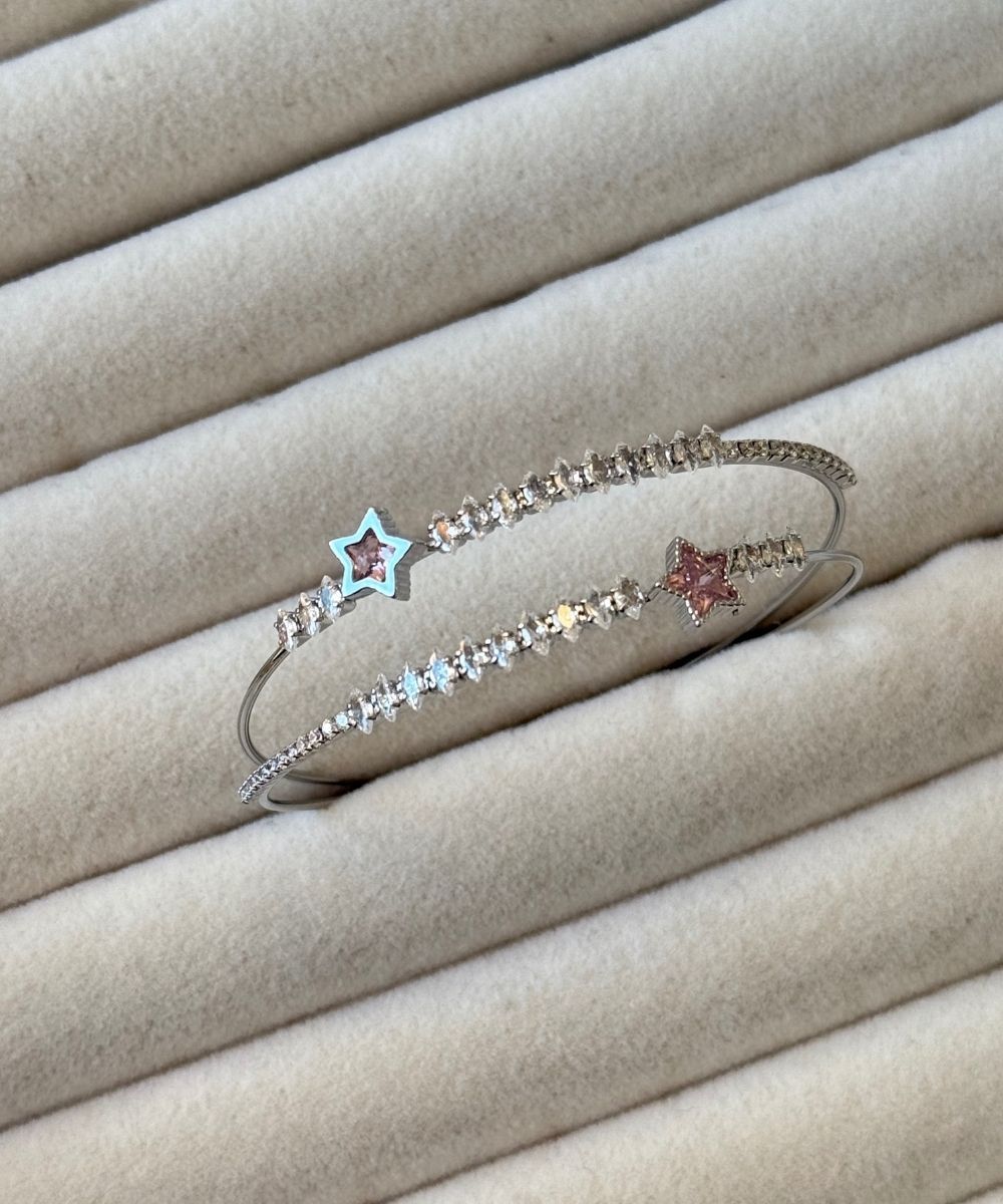 Luxury Pembe Taşlı Yıldız Kelepçe