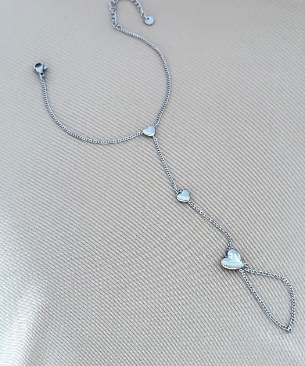 Çelik 3'Lü Sade Kalp Silver Şahmeran