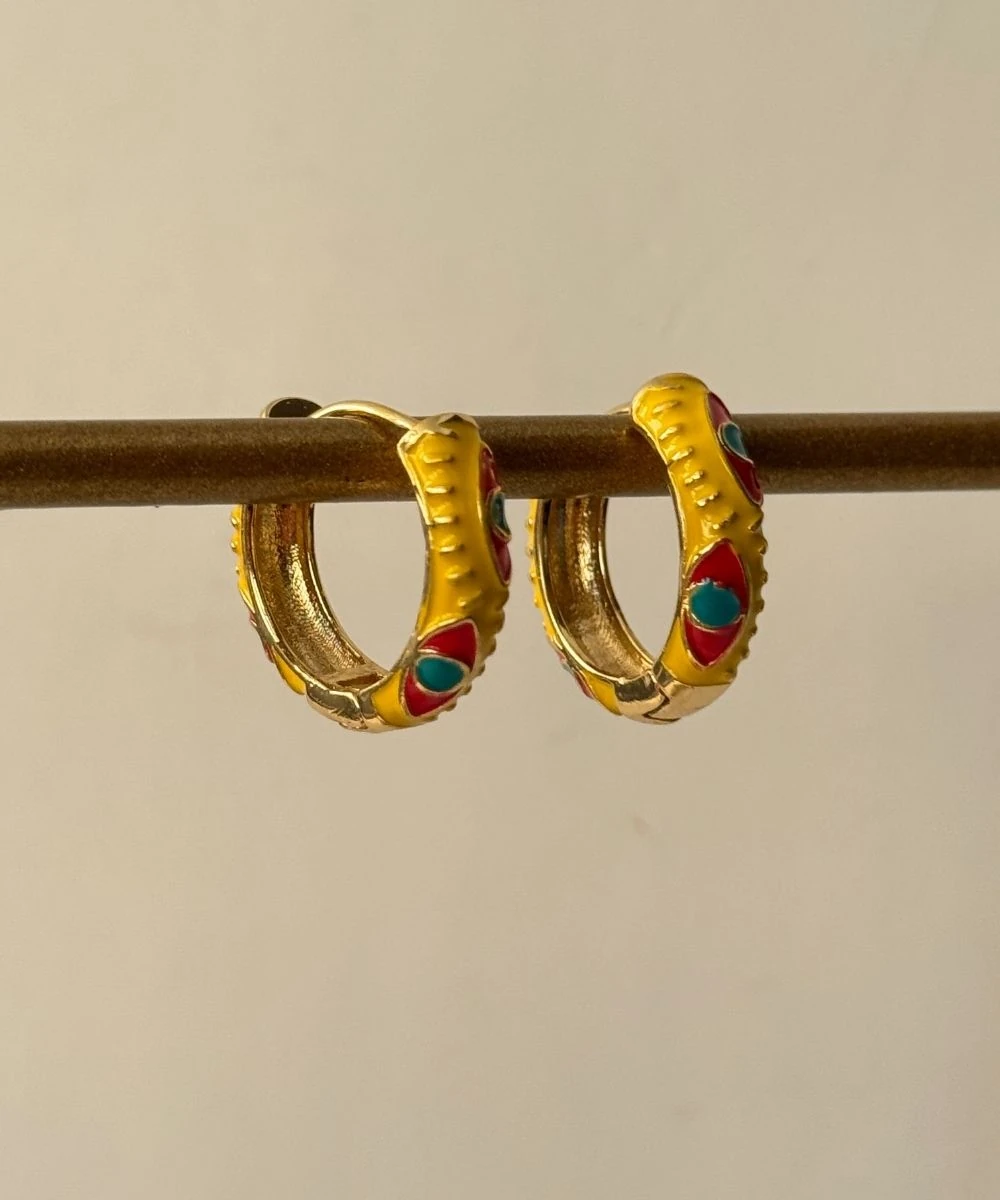 Bijuteri Gözlü Mineli Halka Küpe