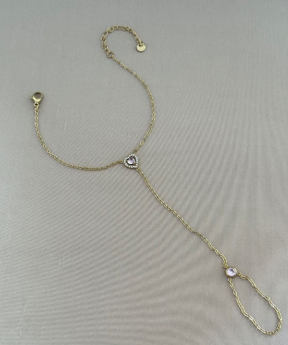 Çelik Pembe Taşlı Kalp Şahmeran