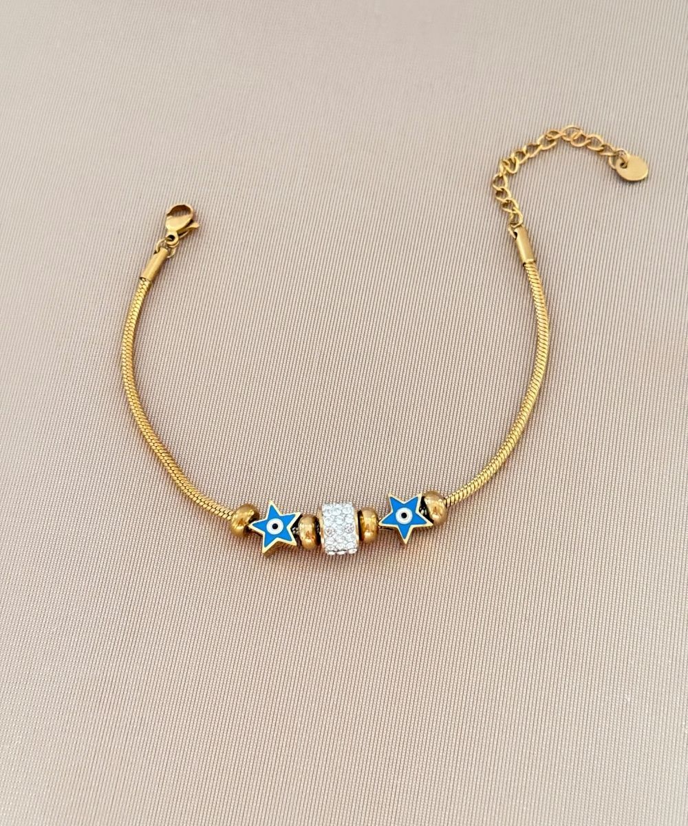 Çelik Pndr Mavi Nazarlıklı Yıldız Bileklik