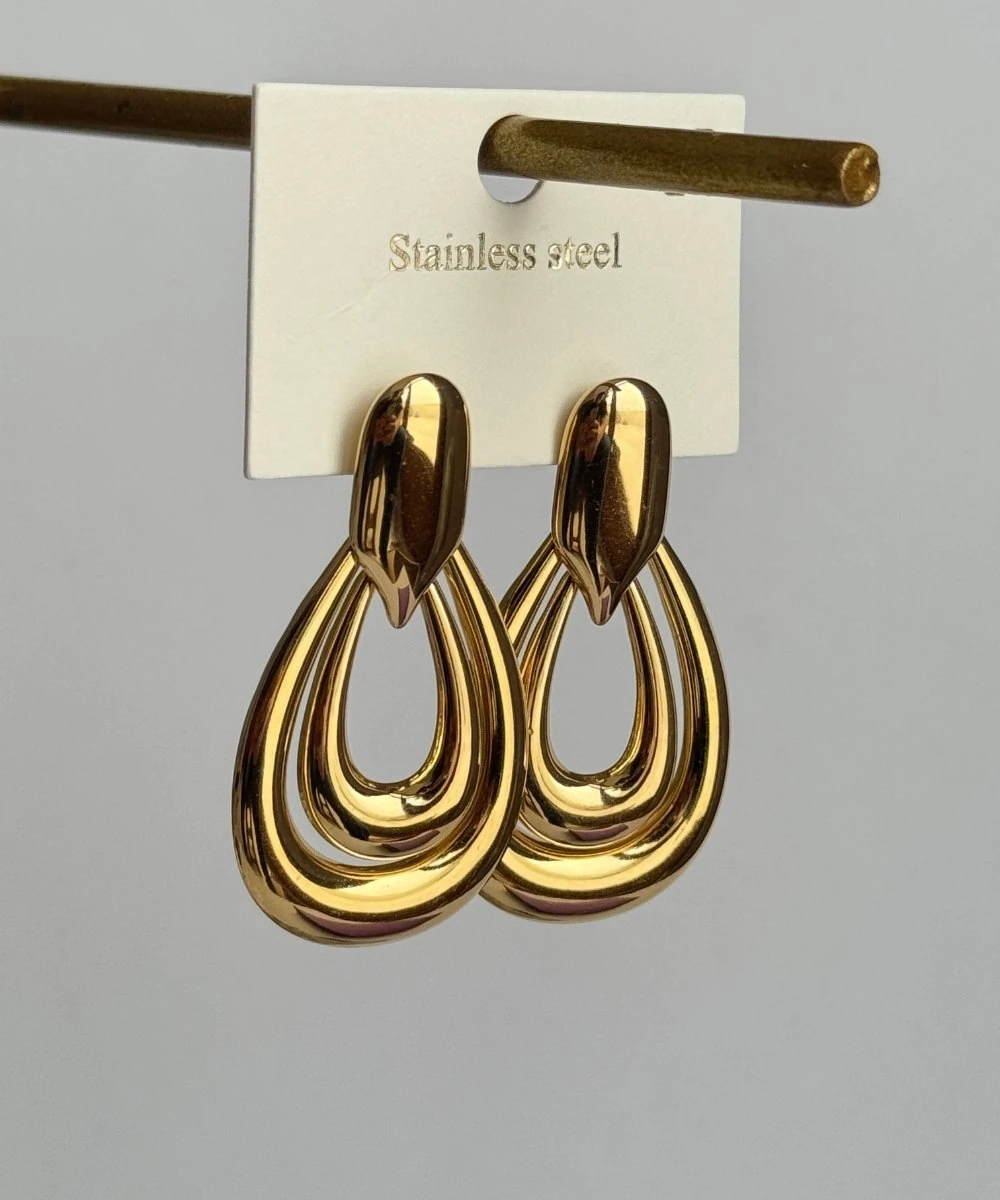 Çelik Düşen Damla Küpe