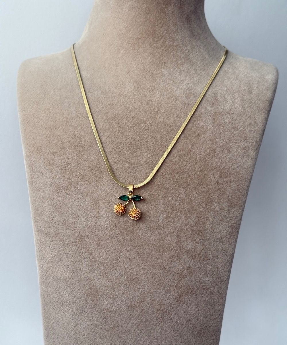 Çelik İtalyan Turuncu Kiraz Kolye