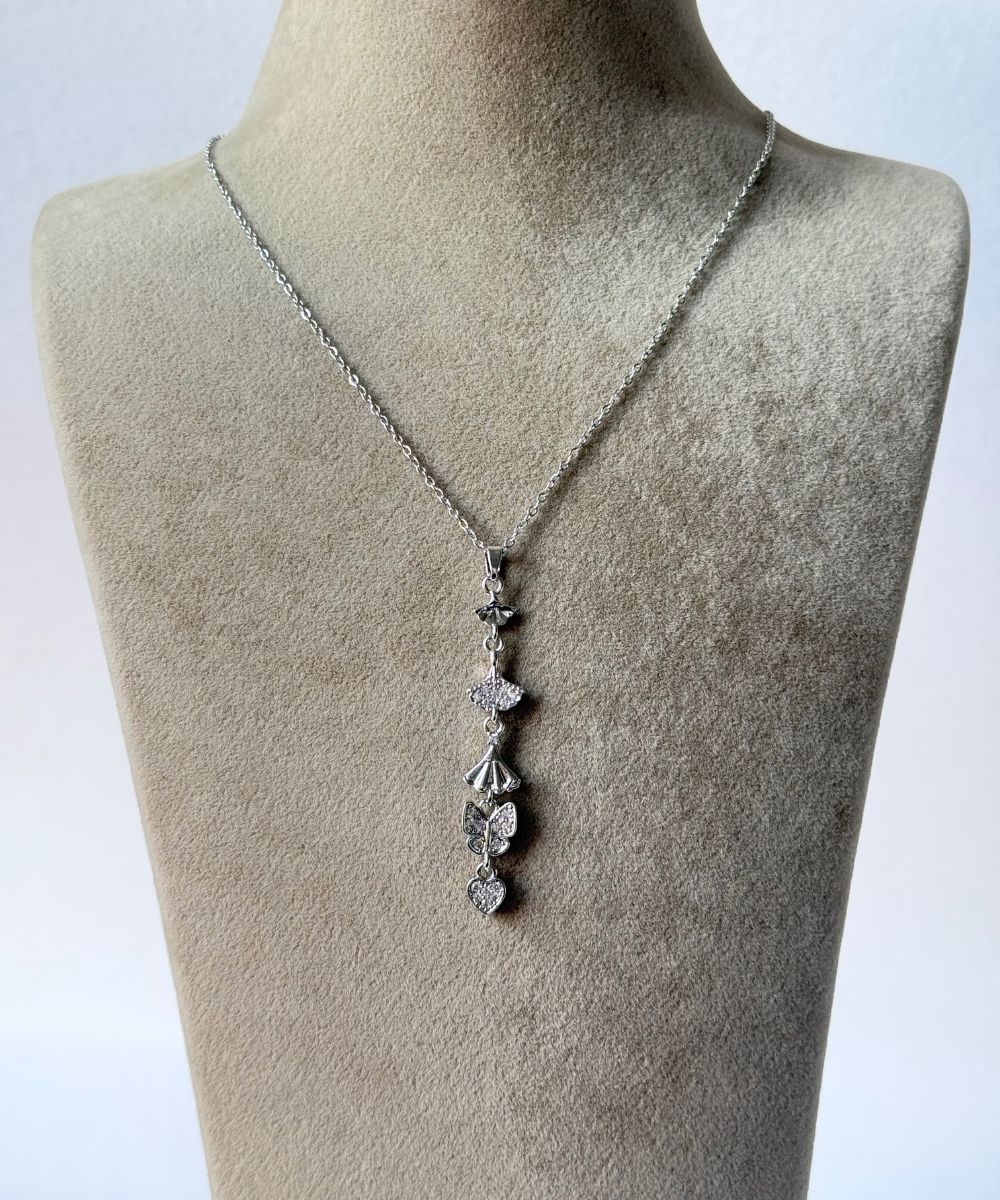 Çelik Kalp Deniz Kabuğu Y  Kolye