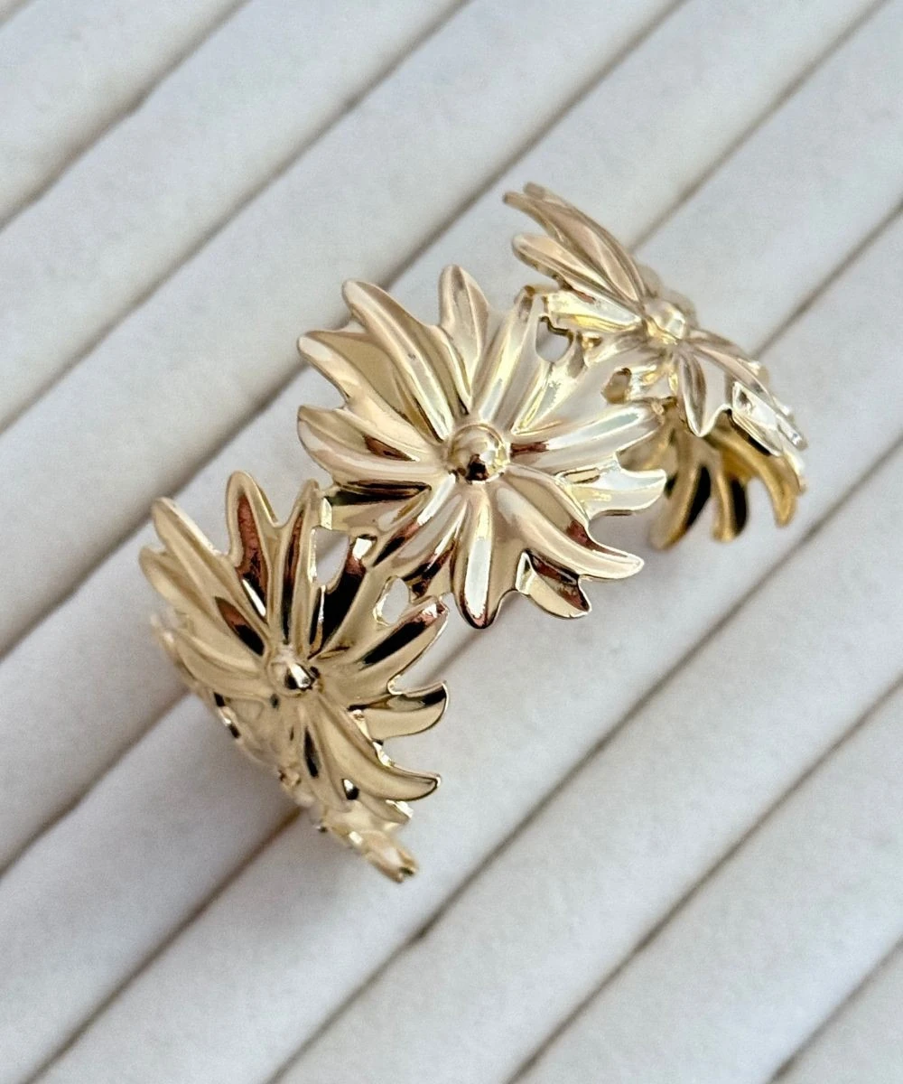 Çelik Çiçek Şekill Gold Kelepçe