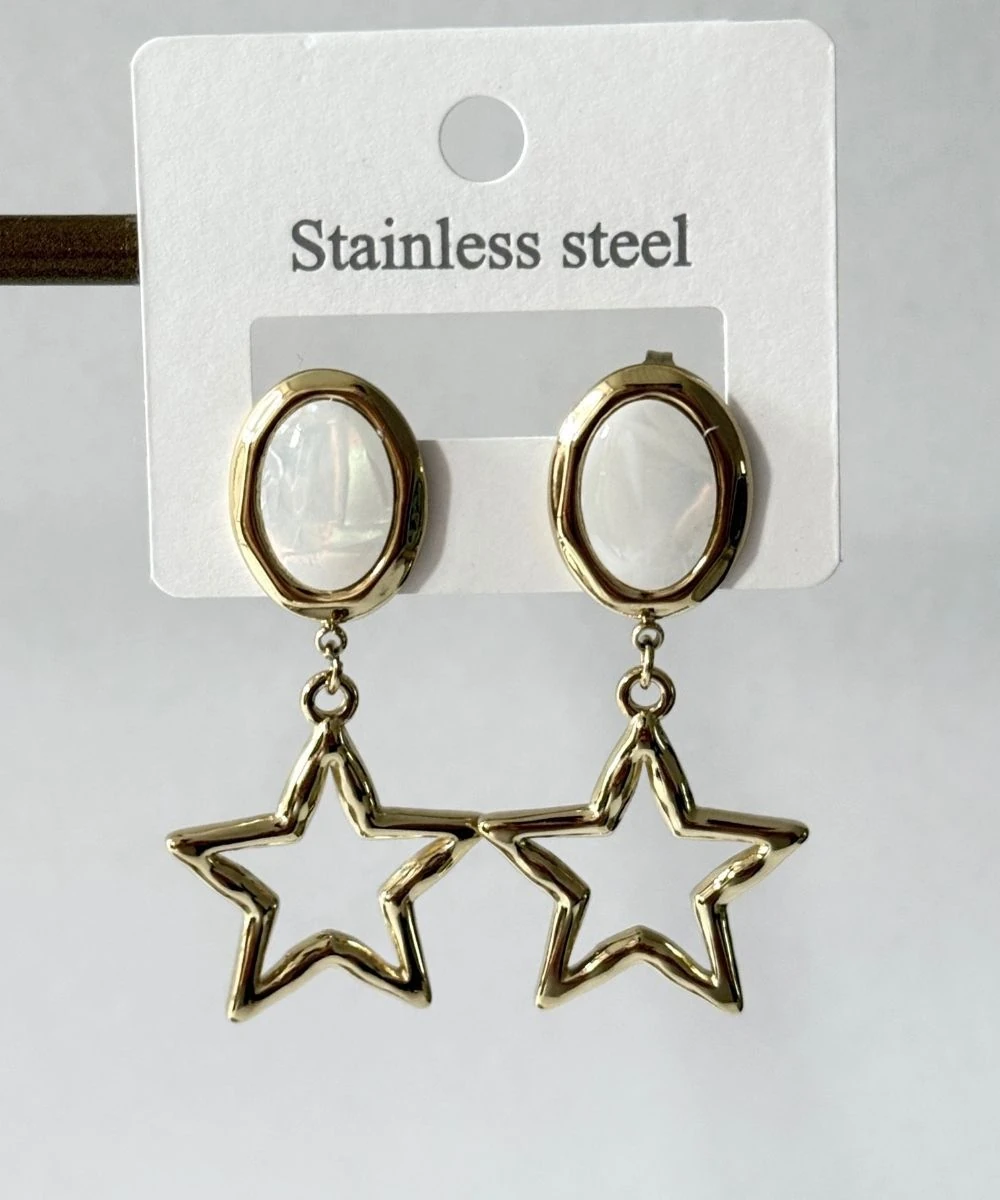 Çelik Sedef Sallantılı Yıldız Küpe