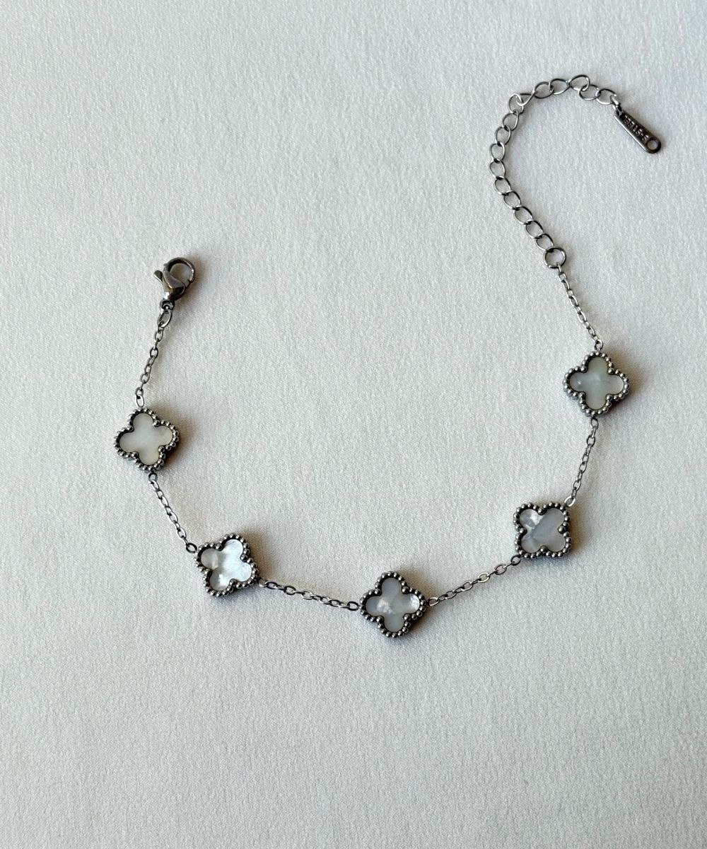 Çelik Beyaz Küçük Yonca Bileklik