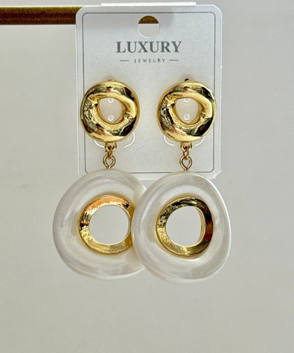 Luxury Sedefli Halka Küpe