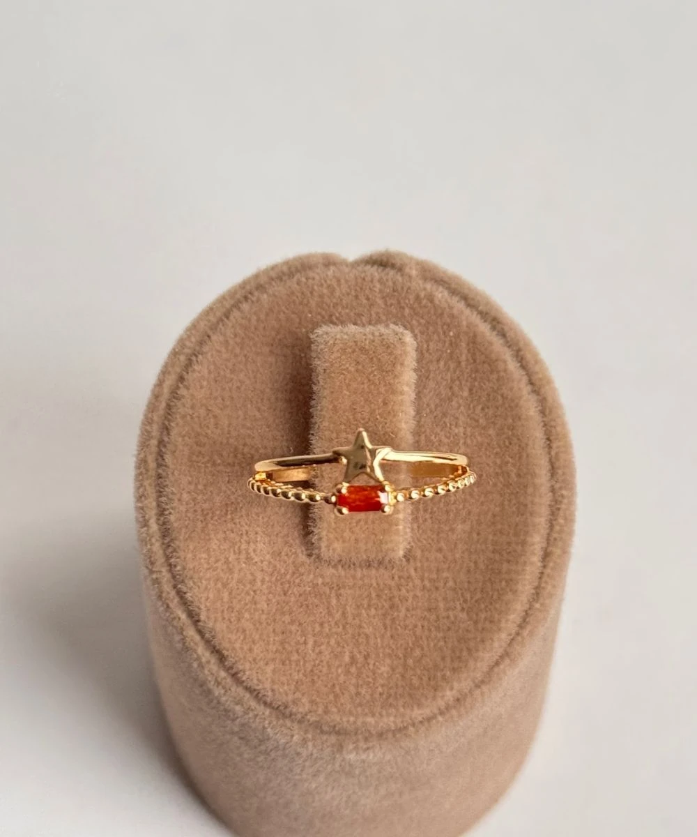 Pirinç Kırmızı Yıldız Yüzük