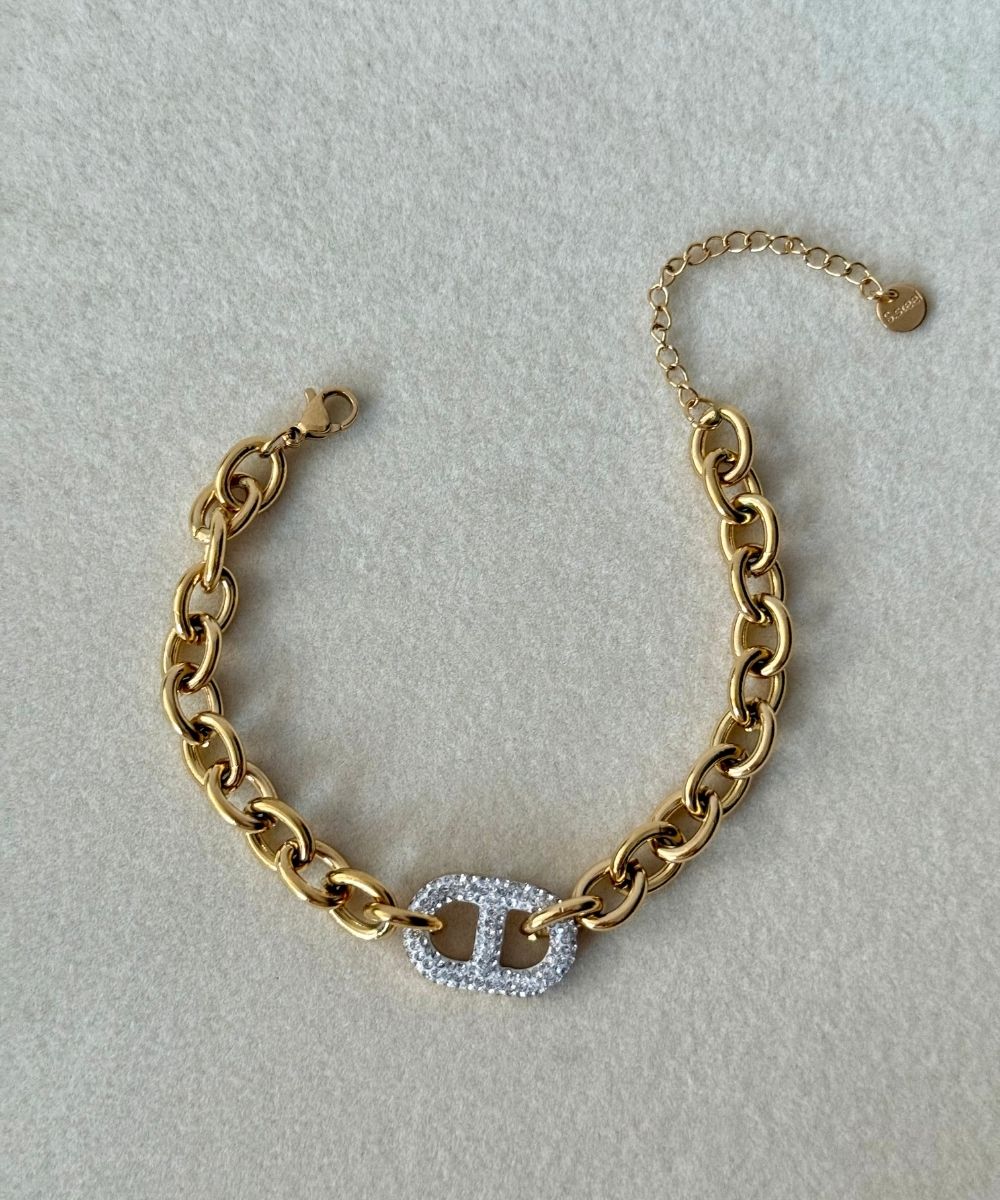 Çelik Elips Taşlı Bileklik