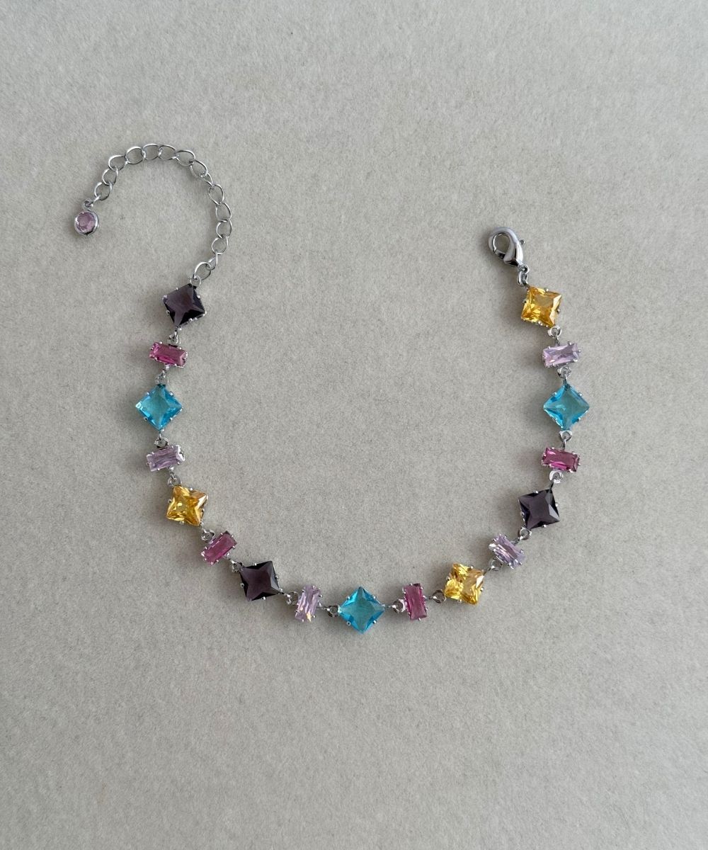 Vip Renkli Taşlı Silver Bileklik