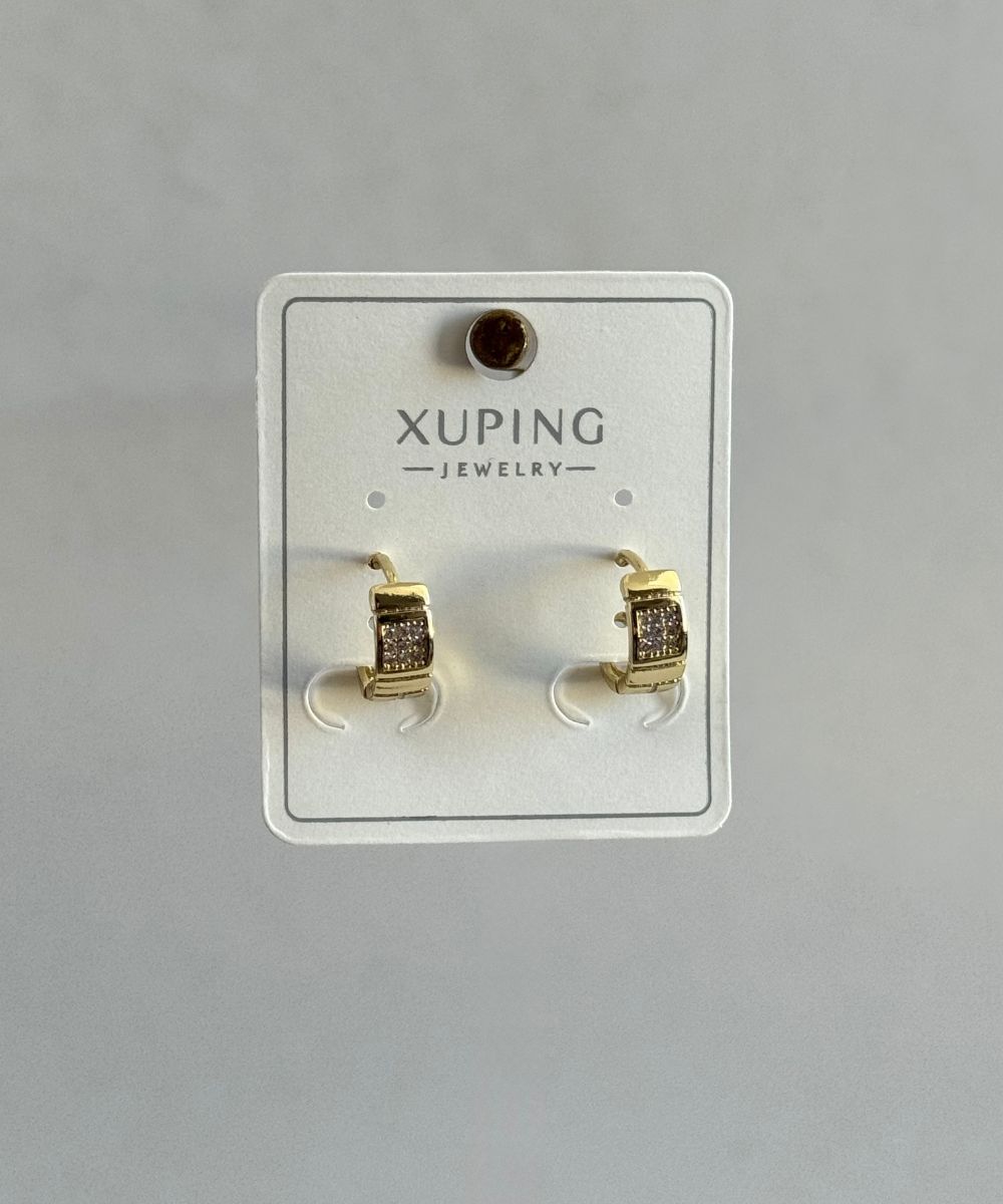 Xuping Kare Taşlı Küpe