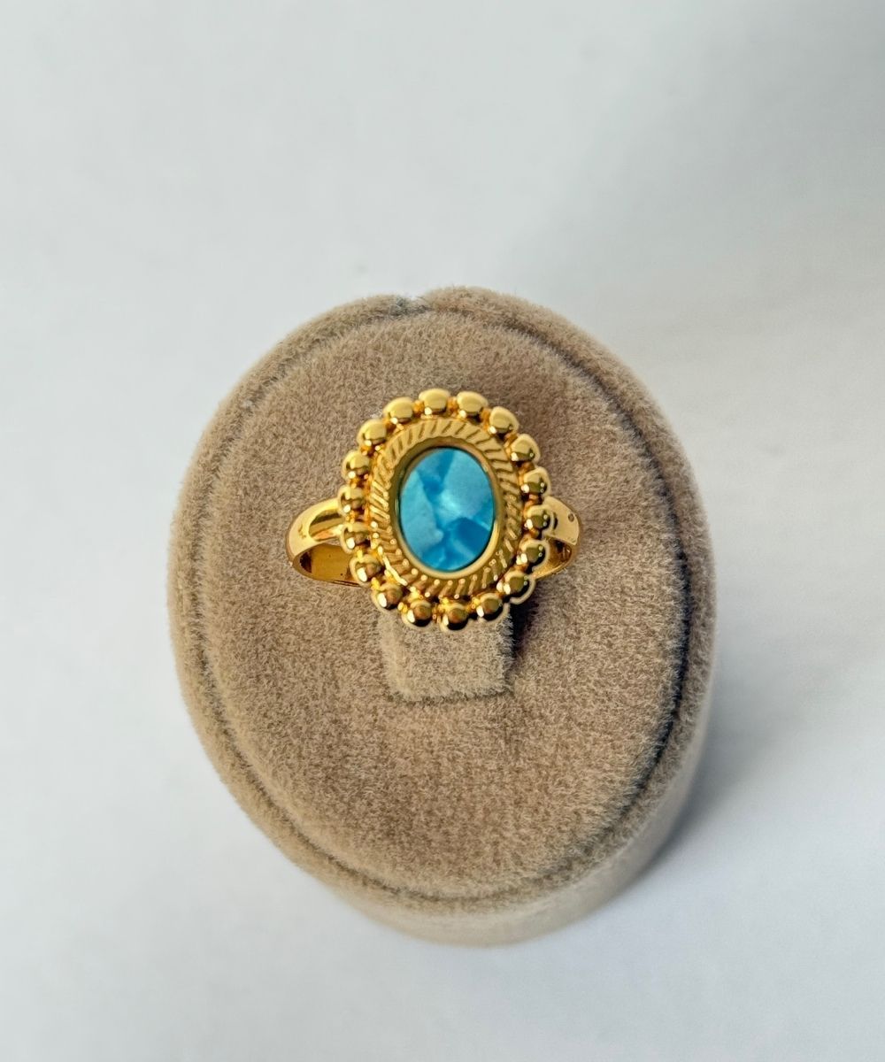 Çelik Mavi Çıkıntılı Yuvarlak Ayarlamalı Yüzük