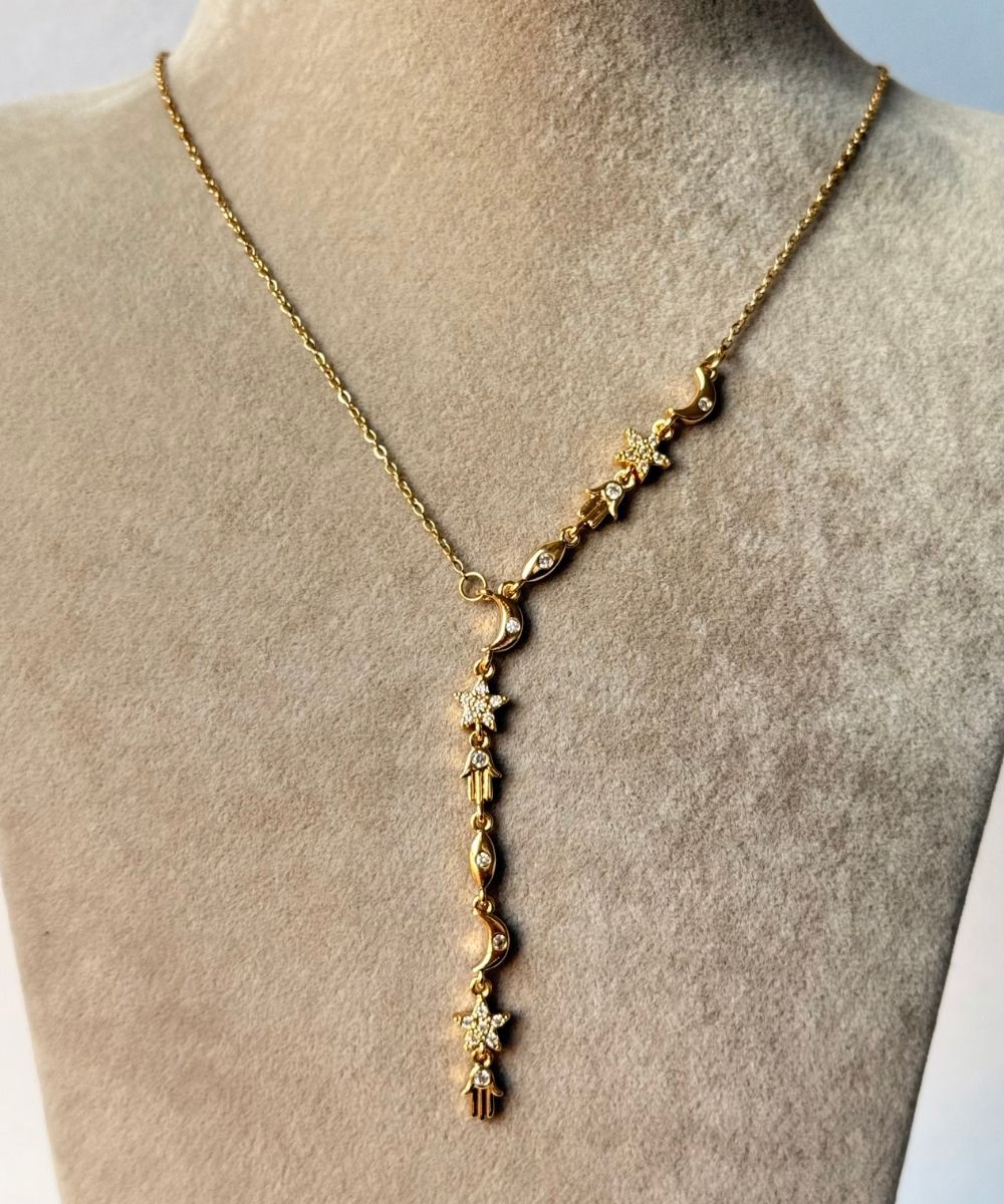 Çelik Yıldız Fatma Ana Eli Hilal Y  Kolye