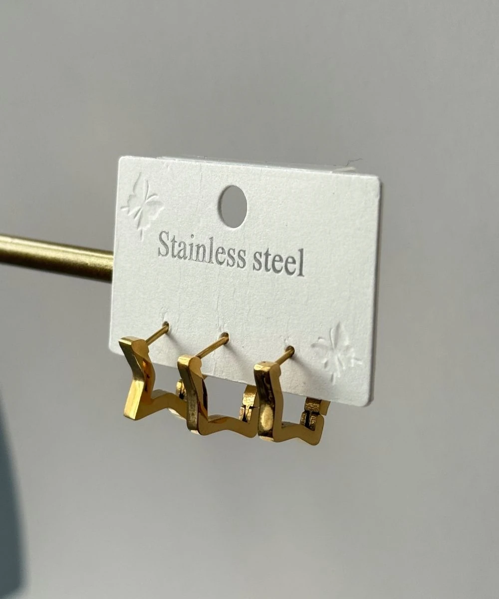 Çelik 3'Lü Yıldız Küpe